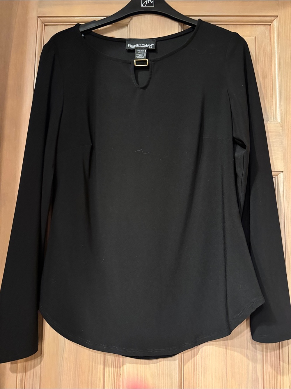 Frank Lyman Design Black Long-Sleeve Top with Decorative Buckle